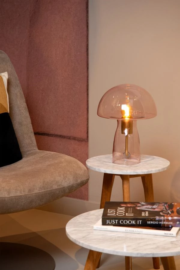 Lucide FUNGO - Lampe de table - 1xE27 - Rose - ambiance 1